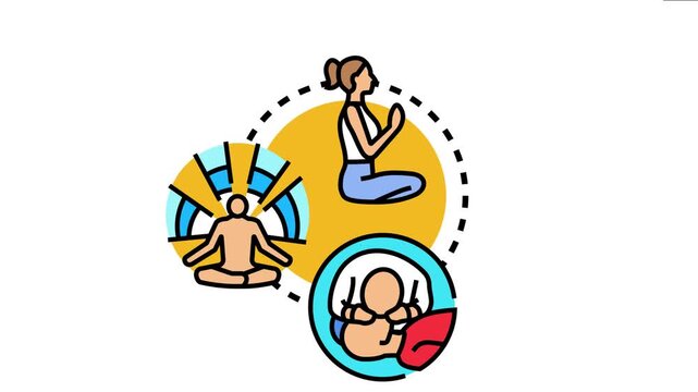 Breathing movement different stages and styles including deep yoga meditation, focused breathing exercise, and the natural respiratory process from gestation