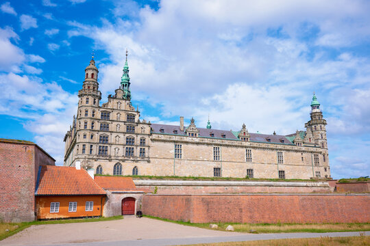 Exterior view of Kronborg Fortress in Denmark, known as Hamlet's Castle.