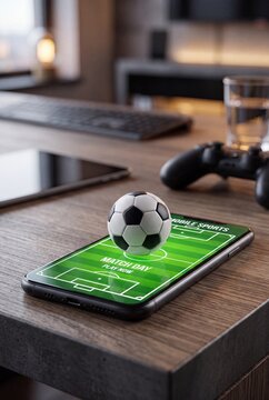 Mobile Soccer Gaming and Sports Technology Concept