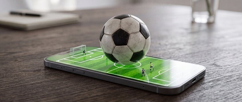 Mobile Soccer Gaming and Sports Technology Concept