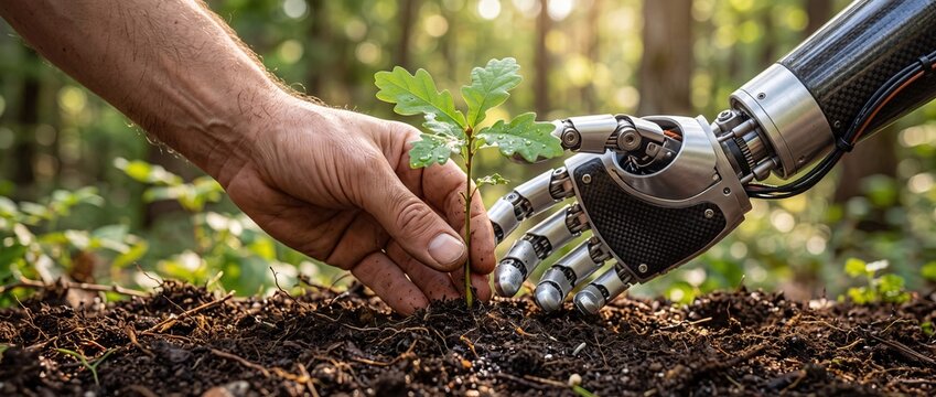 Human and Technology Protecting Nature