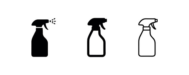 Fototapeta premium Spray bottle icon set, cleaner, sanitizer, and disinfectant product symbol vector