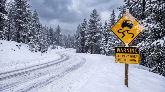 Winter Road Safety and Slippery Conditions Warning