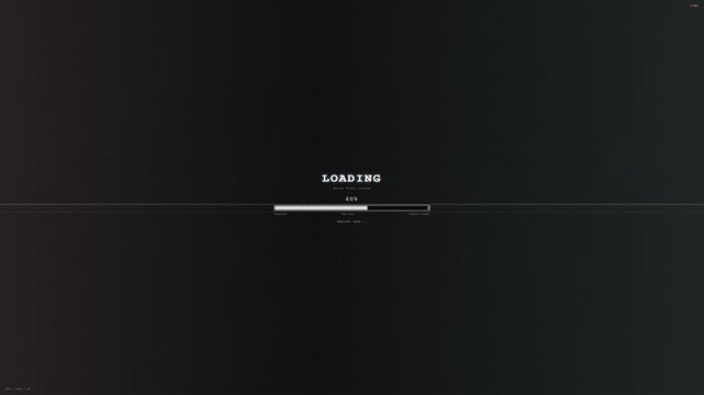 Loading progress bar digital animation sequence with moving pixelated background elements