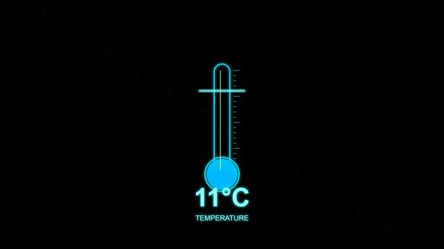 Digital thermometer interface showing temperature motion footage for scientific analytics data