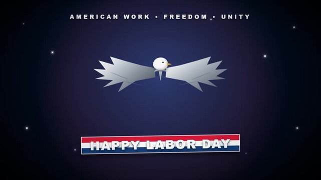 Labor day eagle animation with stars and patriotic digital motion