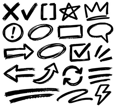 Hand Drawn Marker Doodle Brush Arrow Elements Vector Set
