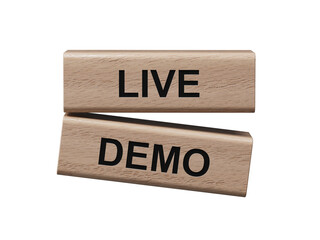Obraz premium Live Demo symbol. Concept word Live Demo on wooden blocks.Business and Live Demo concept. Copy space.Supports PNG files with transparent backgrounds.