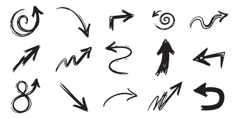 Fototapeta premium Doodle Direction Arrow Set.