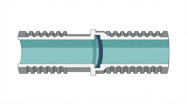 The cross section of a PVC U sewer pipe used in urban drainage systems. The image highlights the pipes structure and design.