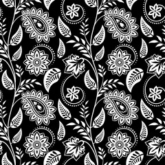 Paisley damask pattern Ornate floral fabric swatch © risa
