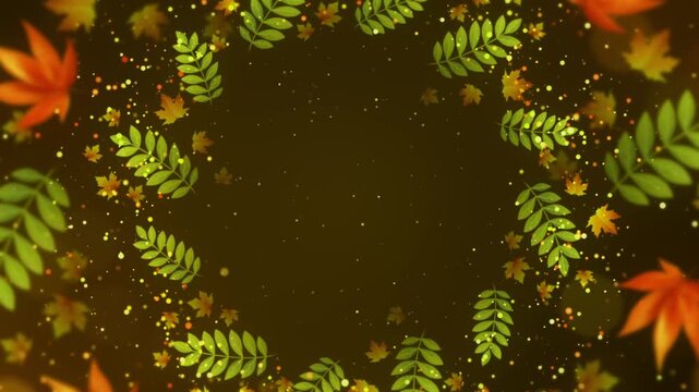 Autumn Leaves Thanksgiving Holiday 4K UHD Video Background with Animated Falling Foliage, Fall Nature Scene and Copy Space