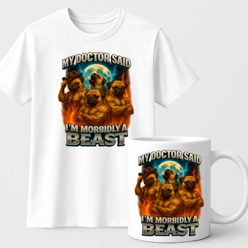 My Doctor Said I&rsquo;m Morbidly a Beast Muscular Pug Gym Vector Design