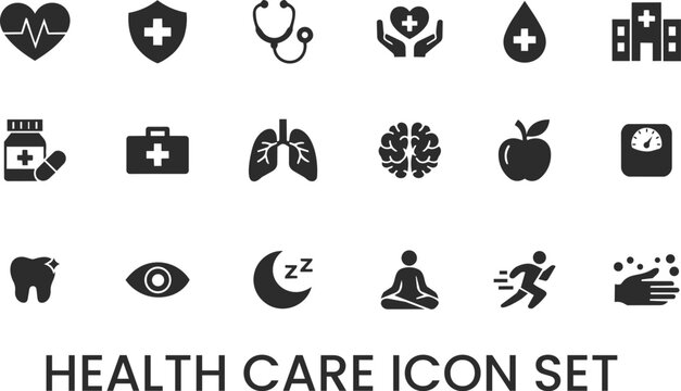Healthcare set of web icon set. Medicine and Health Care icon collection.