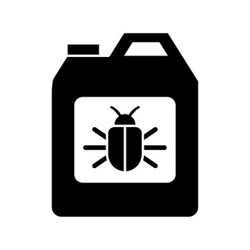 Pesticide jerrycan container icon, agricultural chemical bug poison vector silhouette