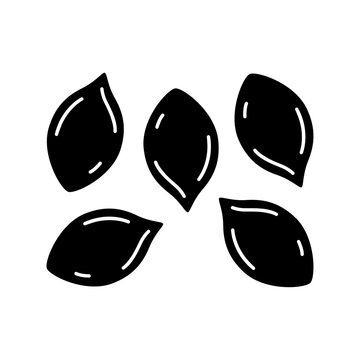 Scattered plant seeds icon, agricultural sowing and grain cultivation vector silhouette