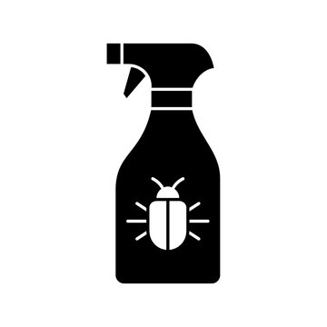 Pest control spray bottle icon, chemical insecticide bug repellent vector silhouette