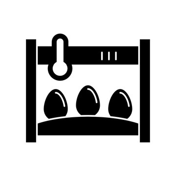 Egg incubator machine icon, poultry farming artificial hatching equipment vector silhouette