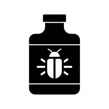 Pesticide chemical bottle icon, agricultural insect control poison vector silhouette