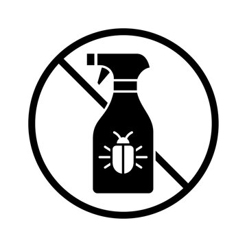 No pesticide sign icon, organic farming and chemical free agriculture vector silhouette