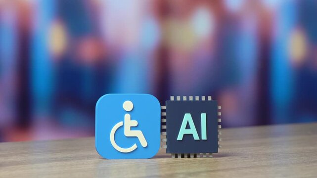 AI assistance to persons with disabilities. New technological solutions including smart prosthetics implants and adaptive digital healthcare innovation.