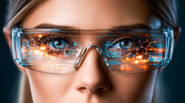 Scientist Wearing Augmented Reality Safety Glasses