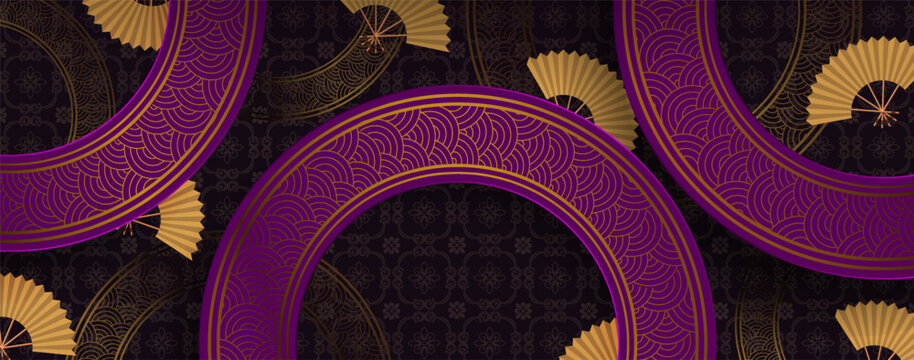 Chinese New Year. Gorgeous illustration with circles. Pattern based on traditional art