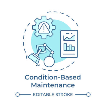 Condition based maintenance soft blue concept icon. Smart factory operations tracking. Round shape line illustration. Abstract idea. Graphic design. Easy to use in infographic, presentation