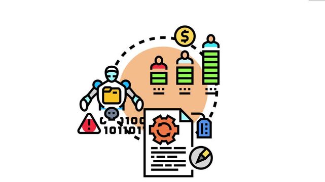 Robot detecting trademarks and monitoring brand performance, processing information to identify logos using advanced algorithms and data analytics for business intelligence