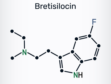 Bretisilocin molecule. Serotonergic psychedelic of the tryptamine family under development for major depressive disorder treatment. Skeletal chemical formula