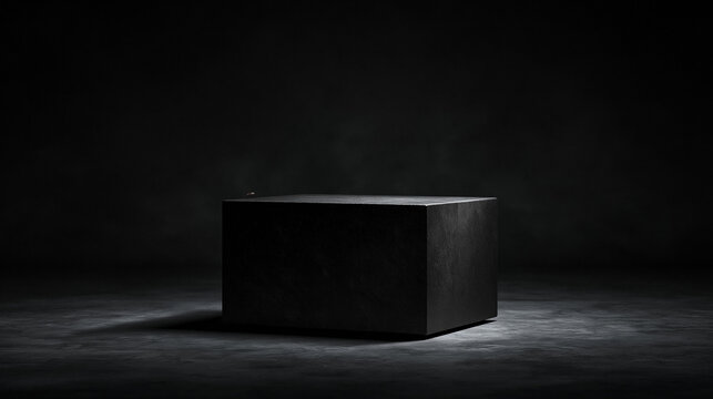 Black Stone Podium for Product Display in Dark Studio