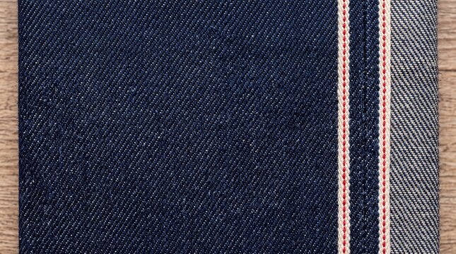 Dark Blue Raw Selvedge Denim Fabric Texture
