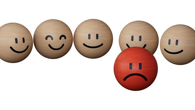 Social Interaction 3D Illustration. Background With Emoticons.bullying concept with icons. Feeling of hate or unhappiness.Supports PNG files with transparent backgrounds.