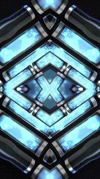 A glowing vortex of liquid neon tubes, pulsating and spiralling in a chaotic, rhythmic dance with energy and movement, suitable for high tempo music events or energetic visualizers.

