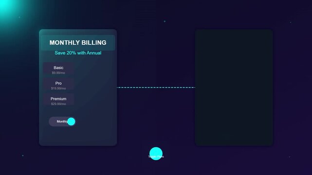 Modern Subscription Pricing Interface with Annual Billing and Plan Options