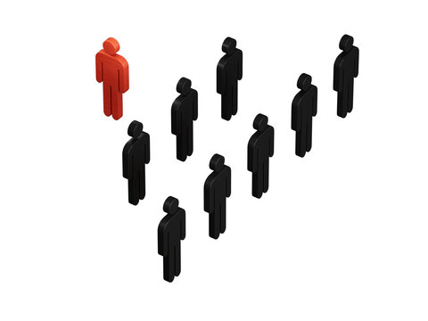 Delegation concept. Wooden human figures with a arrows.Perfect for representing business strategy, leadership, and management.Supports PNG files with transparent backgrounds.