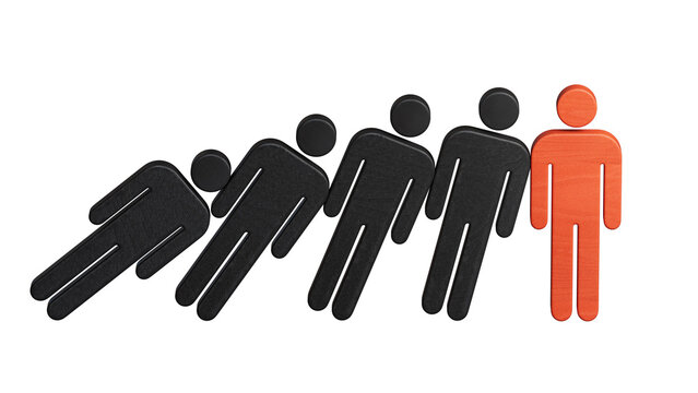 Standing out from the crowd. Success, Individuality, uniqueness, leadership.leader teamwork and success.Supports PNG files with transparent backgrounds.