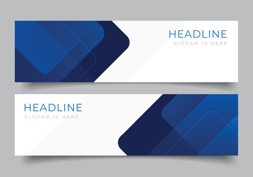 modern blue geometric polygonal triangle web banner for presentation or business template horizontal background