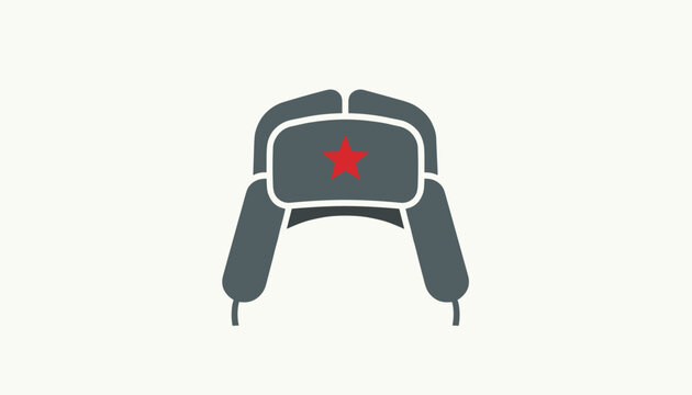 Winter ushanka hat in charcoal gray with a bright red star emblem, symbolizing warmth and traditional Russian style.