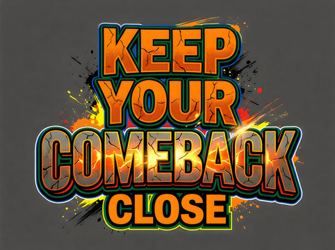Vibrant retro 3d text saying keep your comeback close