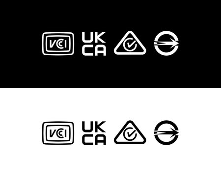 VCI UKCA RCM and Circular Compliance Icon Set, Black and White Multi-Mar