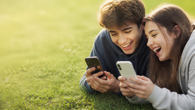 Young Couple Using Smartphone Outdoors