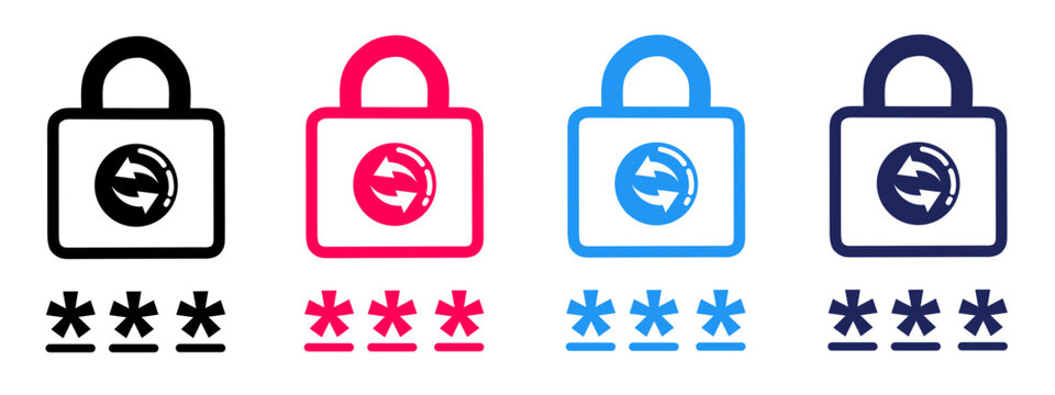 Digital security password reset icon set