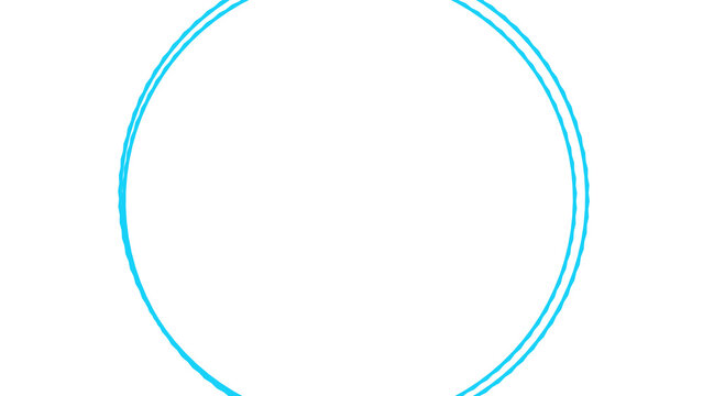 Abstract bright glowing cyan neon circle lines spinning on a deep dark moody black space surface