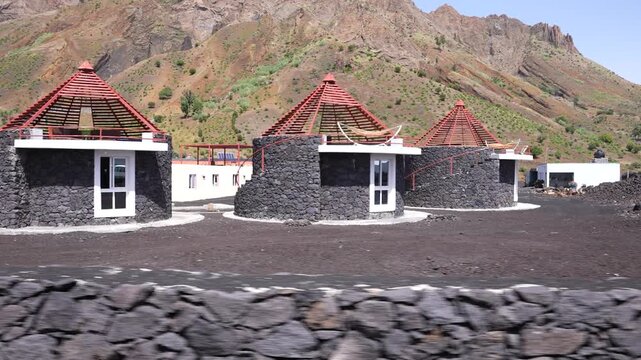 Traditional Funco House Buildings on Fogo Island, Cape Verde