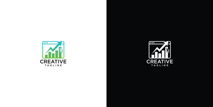 Modern Business Growth Logo Template featuring a Web Analytics Data Chart and Upward Arrow for Digital Marketing Success