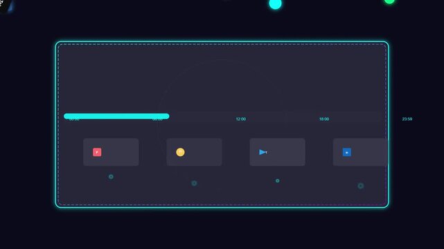 Modern Digital Interface with Colorful Icons and Circular Timeline