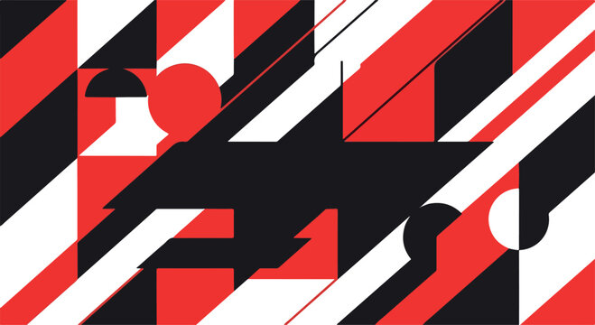 Red black and white abstract geometric background