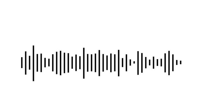 Dynamic black audio frequency waveform bouncing smoothly, modern sound spectrum equalizer bars, minimal voice track recording indicator, clean music rhythm display on white background. 4k video