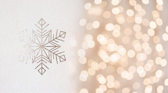 Glittering Snowflake with Warm Bokeh Lights Holiday Background